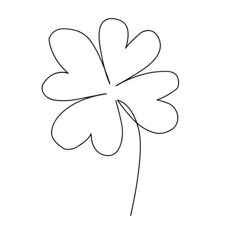 Four Leaf Clover Line Tattoo, Four Leaf Clover Fine Line Tattoo, Four Leaf Clover Doodle, Fine Line Clover Tattoo, Elephant Doodle, Shamrock Tattoo, F Tattoo, Four Leaf Clover Tattoo, Clover Tattoo