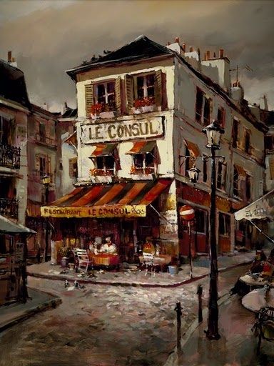 Brent Heighton, Maurice Utrillo, Restaurant Art, Skyline Painting, Canadian Painters, Pierre Bonnard, Georges Seurat, Toulouse Lautrec, Cafe Art