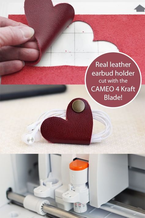 DIY Leather Earbud Holder - Finding Time To Create Ear Phone Holder Diy, Cricut Leather Keychain Template, Cricut Faux Leather Lip Balm Holder No Sew, Diy Leather Airpod Case, Leather Earbud Holder, Head Phone, Earbud Holder, Silhouette Cameo 4, Leather Heart