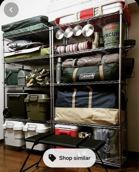 Camping Equipment Storage, Outdoor Gear Storage, Camping Gear Storage, 1000 Lifehacks, Gear Room, Camping Bedarf, Camper Awnings, Camping Diy, Gear Storage