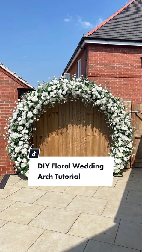 Making Wedding Arch Flowers, Cheap Wedding Arch, Diy Archway Wedding, Fake Flower Arch Diy, Floral Arch Wedding Outdoor Simple, How To Make Flower Arch, Wedding Arbor Ideas Diy, Diy Faux Flower Arch, Ground Arch Wedding Diy