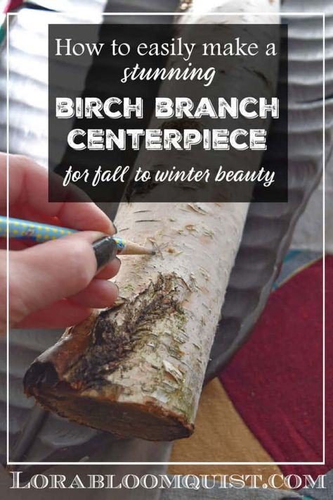 Want an easy but striking decor idea? This simple DIY birch branch centerpiece will give you beautiful fall to winter decor. Switch up the candles for the season and swap out foliage for an easy change. Here's the simple how to. Diy Birch Tree Decor Christmas, Branch Centerpieces Christmas, Fall To Winter Decor, White Branches Decor, Wood Branch Decor, Diy Branch Centerpieces, Tree Branch Decor Diy, Birch Decorations, Birch Tree Decor Christmas