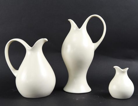 Eva Zeisel | Three Works: Pitcher grouping | MutualArt Eva Zeisel, Red Wing Pottery, Eileen Gray, Russel Wright, George Nelson, Three Words, Tea Service, Glazed Ceramic, Tea Pots