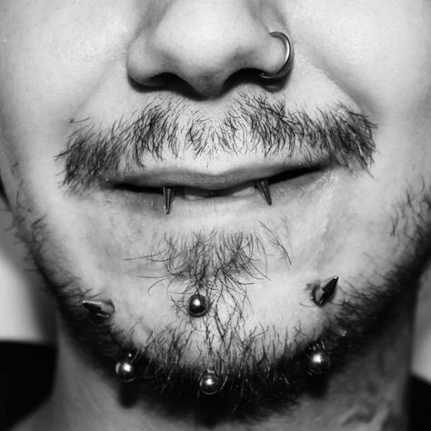 45 Extreme Piercings That Will Haunt You for Life | Ouch! Take a look at these extreme piercings and try not to wince. Entertainment Lip Frenulum Piercing, Gum Piercing, Extreme Piercings, Chin Piercing, Triple Conch Piercing, Frenulum Piercing, Chest Piercing, Venom Piercing, Web Piercing