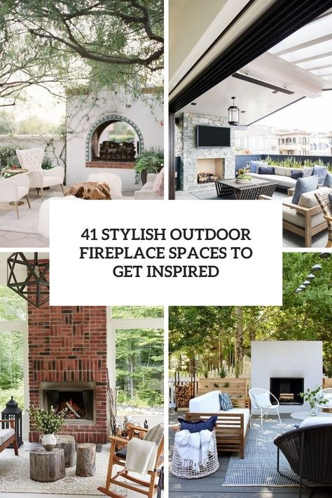 stylish outdoor fireplace spaces to get inspired cover Outdoor Fireplace For Small Patio, Outdoor Deck Fireplace Ideas, Small Backyard Fireplace, Simple Outdoor Fireplace Ideas, Outdoor Mantle Ideas, Free Standing Outdoor Fireplace, Outdoor Fireplace Tile Ideas, Outdoor Fireplace Under Covered Patio, Outdoor Fireplace Decorating Ideas