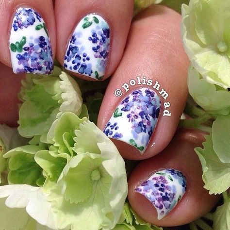 Hydrangea Nails, Easy Nail Polish Designs, Bd Ideas, Natural Nail Designs, Spa Days, Nail Art Designs Summer, Exotic Nails, Simple Nail Art Designs, To My Mom