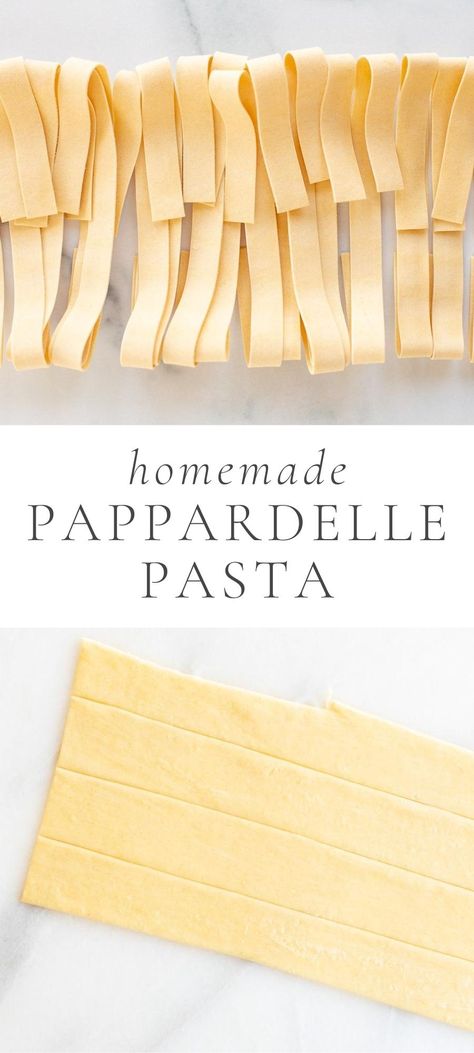 Learn the easiest way to create this delectable pasta at home! Pappardelle is perfect with so many of your favorite pasta sauces, and it’s incredibly easy to make, too. We’re walking you through it with an easy tutorial and delicious homemade pasta dough. Homemade Pasta Dough Recipe, Pappardelle Pasta Recipe, Homemade Pappardelle, Homemade Pasta Noodles, Pappardelle Recipe, Easy Homemade Pasta, Fresh Pasta Recipes, Homemade Pasta Dough, Pasta At Home