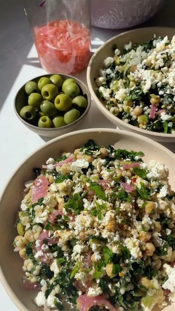 Monique: Ambitious Kitchen on Instagram: "when i made this kale couscous salad a few weeks ago i knew i had to add it to the blog right away! And it is probably one of my favorite salads i have ever made. it’s got a delicious mediterranean flavor to it that would pair so well with chicken or fish, making it a great weeknight summer dinner. 

here’s what you’ll need for it: 
• couscous
• water
• salt and pepper
• lemon juice
• extra-virgin olive oil
• dijon mustard
• garlic 
• red pepper flakes
• sugar or honey
• tuscan kale
• a can of chickpeas
• castelvetrano olives
• feta
• parsley
• red onion 

for the full recipe, comment “couscous” below and i’ll send the recipe straight to your inbox or you can grab it at the link in my bio!

ambitiouskitchen.com/kale-couscous-salad
🎥 by @themindful Kale Couscous, Castelvetrano Olives, Tuscan Kale, Ursula Costume, Ambitious Kitchen, Couscous Salad, Camping Theme, Summer Dinner, Side Recipes