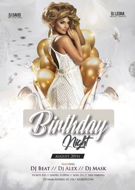 Birthday Party Download Free PSD Flyer Template Birthday Flyer Design Templates Free, Birthday Party Flyer, Posters Ideas, Photoshop Flyer, Free Psd Flyer Templates, Elegant Birthday Party, Flyer Free, Free Psd Flyer, Party Flyers