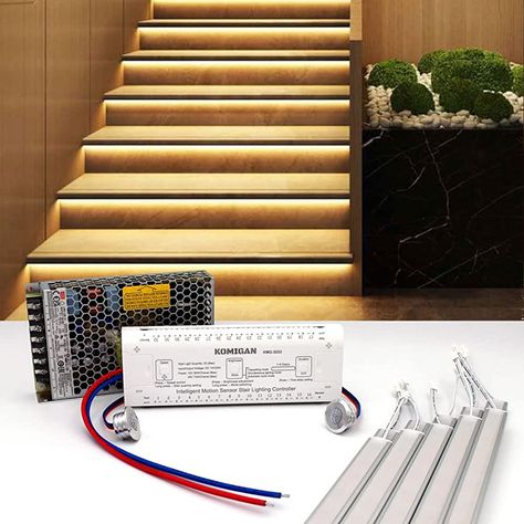 Motion Sensor Lights Indoor, Led Stair Lights, Flexible Led Strip Lights, Stair Lights, Treads And Risers, Step Lighting Outdoor, Led Step Lights, Stair Lighting, Long Lights