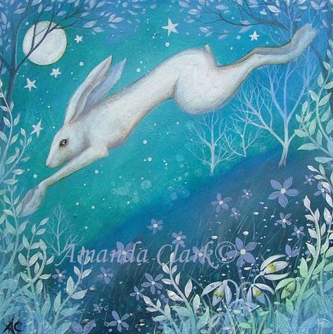 Amanda Clark at Obsidian Art | 3 Amanda Clark, Hare Art, Clark Art, Winter Fairy, Rabbit Art, Bunny Art, Mural Floral, Fairytale Art, Art Et Illustration