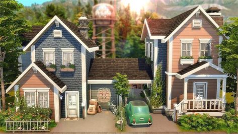 Simlicy Houses, Sims 4 Neighborhood Lot, Sims 4 Craftsman House, Sims 4 Copperdale House, Sims 4 Small Houses Layout, Sims 4 Hotel, Sims Design, Sims4 House, Sims 2 House