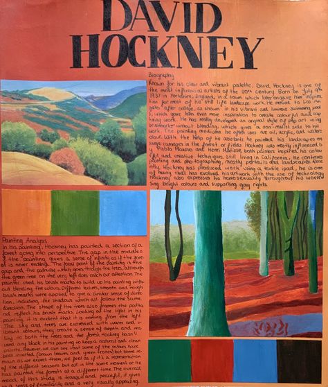 David Hockney Gcse Sketchbook, David Hockney Gcse Art Page, David Hockney Artist Research Page, Art Annotation, David Hockney Artist, Artist Research Page, David Hockney Art, Igcse Art, Sketchbook Ideas Inspiration