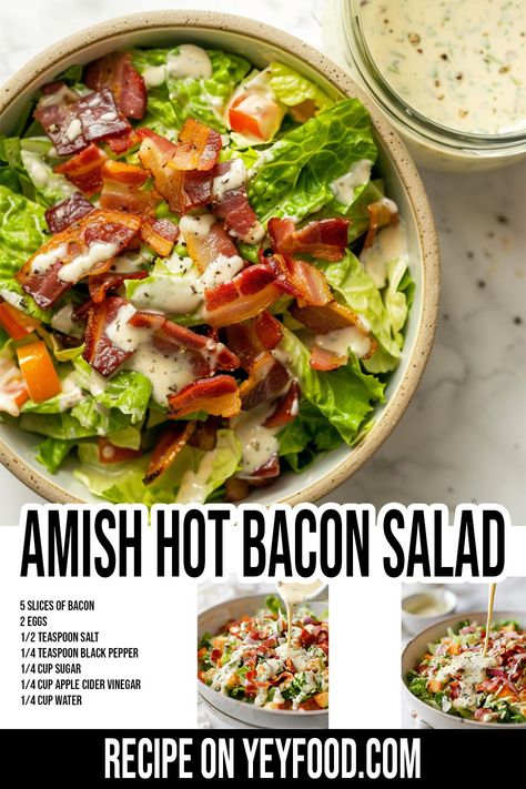 Yeyfood.com: Recipes, cooking tips, and kitchen hacks for home cooks of all levels Hot Bacon Salad, Bacon Salad Dressing, Cooking Turkey Bacon, Hot Bacon Dressing, Bacon Dressing, Goulash Recipes, Bacon Salad, Fun Salads, Amish Recipes