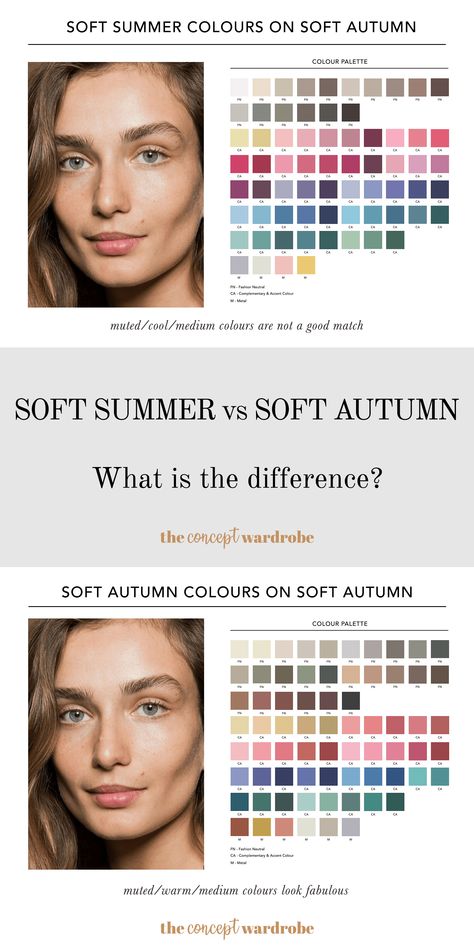 Soft Summer Sunglasses, Soft Summer Nail Colors, Soft Winter Palette, Soft Summer Makeup Looks, Soft Summer Hair Color Ideas, Seasonal Colour Analysis, Warm Spring Color Palette, Soft Autumn Makeup, The Concept Wardrobe