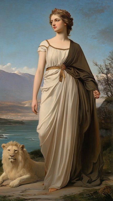 A majestic depiction of a Leo woman, capturing the regal essence and fiery spirit in the elegant style of Jacques-Laurent Agasse. Antigua Grecia Aesthetic, Roman Woman Art, Rome Clothing, Grecia Aesthetic, Ancient Rome Clothing, Greece Clothes, Greek Core, Greek Princess, Vintage Scenery