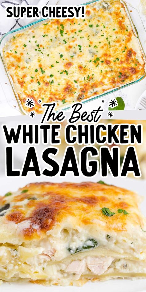 White Lasagna Recipe, Chicken Lasagne, White Chicken Lasagna, Chicken Lasagna Recipe, Creamy White Sauce, Baked Lasagna, White Sauce Recipes, Lasagna Ingredients, Traditional Lasagna