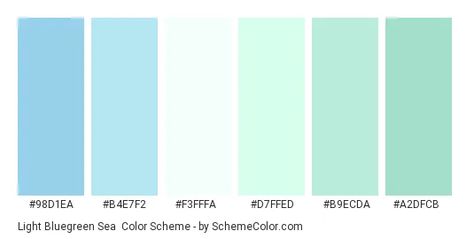 Color scheme palette image Sea Foam Color Palette, Sea Glass Color Palette, Bathroom Colors Schemes, Coastal Blues, Hexadecimal Color, Green Name, Blue Names, Sea Glass Colors, Green Color Schemes