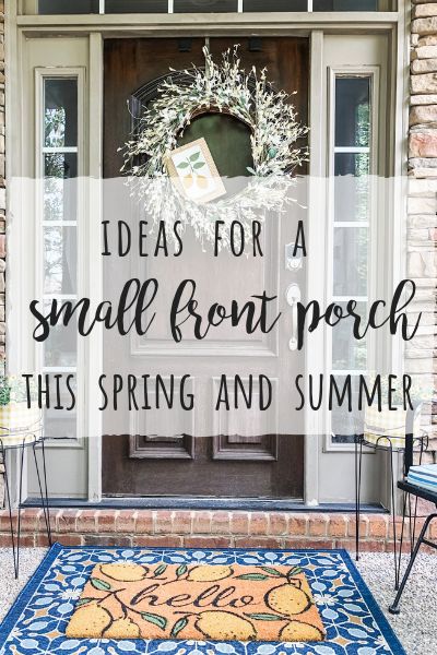 Front Porch Ideas For Small Porch, Small From Porch Decor Ideas, Small Front Porch Ideas Entrance Cozy, Small From Porch Ideas, Front Door Patio Decor Porch Ideas, Spring Summer Porch Decorations, Small Front Porch Ideas Spring, Tiny Front Porch Ideas Cozy, Cute Small Front Porch Ideas