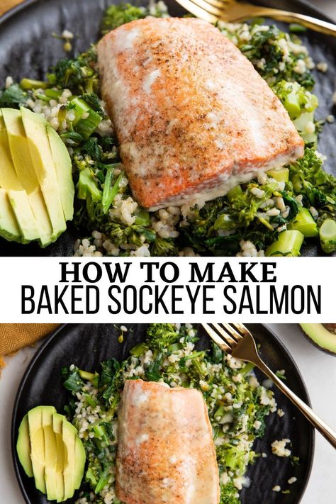 Baked Sockeye Salmon - How to make Baked Sockeye Salmon for the perfect result every time! This easy method for cooking salmon is your ticket to healthy weeknight meals. Weeknight Meals Healthy, Baked Sockeye Salmon, Sockeye Salmon Recipes, Fillet Recipes, Salmon Fillet Recipes, Fish Salmon, Salmon And Broccoli, Salmon Fillet, Healthy Weeknight Meals