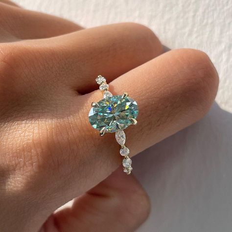 Diamond Gemstone Ring, Sapphire Moissanite Engagement Ring, Aquamarine Vintage Engagement Ring, Baby Blue Engagement Ring, Moissanite Engagement Ring Etsy, Engagement Ring Diamond And Sapphire, Oval Engagement Ring Colored Stone, Saphire Engagement Ring Silver, Baby Blue Wedding Ring