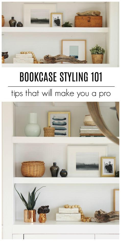 How To Style A Bookshelf, Arranging Bookshelves, Chimney Ideas, Bookshelf Styling Living Room, Styling A Bookcase, Styling 101, Simple Bookcase, Styling Bookshelves, Shelf Decor Living Room