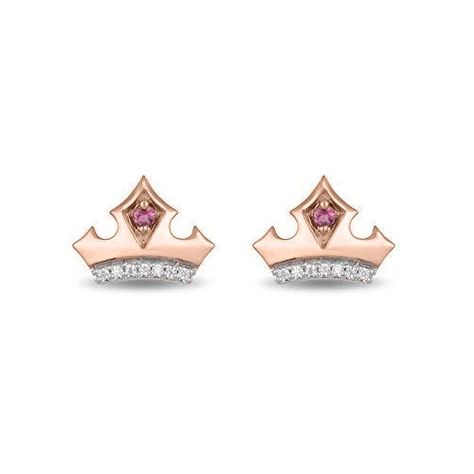 Enchanted Disney Aurora Diamond Tiara Earrings in 10K Rose Gold Jewelry 1/2 CTTW | Jewelili Aurora Tiara, Disney Princess Earrings, Tiara Diamond, Disney Aurora, Gifts 2021, Princess Diamond Engagement Rings, Rose Gold Tiara, Enchanted Disney, Enchanted Disney Fine Jewelry