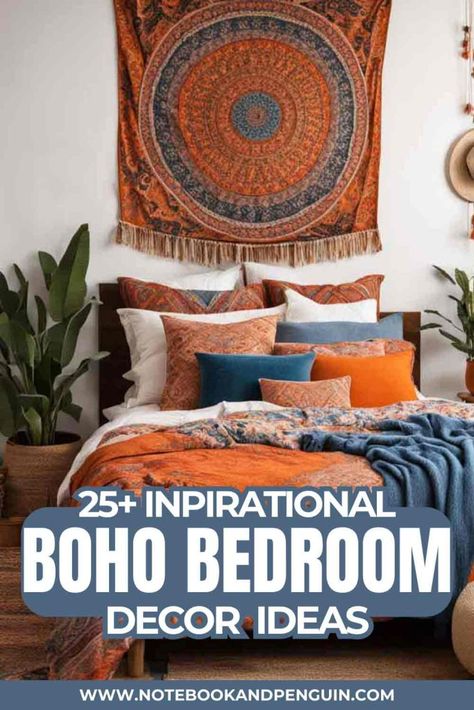 25+ Cozy Boho Bedroom Ideas For Free-Spirited Decor & Design Peaceful Bedroom Ideas, Cozy Boho Bedroom Ideas, Bedroom Color Scheme Ideas, Purple Accent Wall, Zen Room Decor, Design A Bedroom, Cozy Boho Bedroom, Vibe Bedroom, Zen Vibes