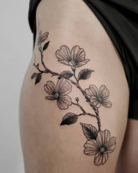 Dogwood Flower Leg Tattoo tattoosbythu Dogwood Tree Tattoo, Dogwood Flower Tattoo, Linda Tattoo, Dogwood Tattoo, Dogwood Flower Tattoos, Flower Leg Tattoos, Bloom Tattoo, Mastectomy Tattoo, Flower Tattoo Ideas