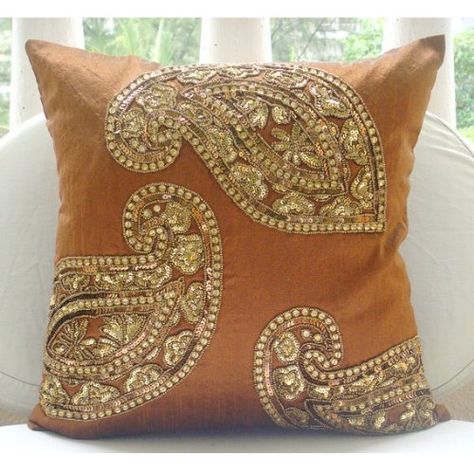 Burnt Orange Pillows, Orange Cushion Covers, Indian Paisley, Orange Pillow Covers, Pillows Bed, Vintage Couch, Silk Throw Pillows, Suede Pillows, Orange Cushions