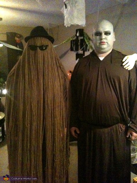 Cousin Itt and Uncle Fester - 2013 Halloween Costume Contest Uncle Fester Costume, Cousin Itt, Uncle Fester, Cousin It, Woman Costumes, Halloween Costumes 2014, Pirate Costumes, Costumes For Couples, Mermaid Costumes