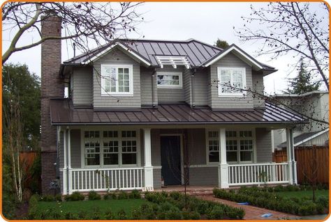 Brown Tin Roof, Houses With Brown Roofs, Brown Metal Roof, Brown Roof House Colors, Metal Roofs Farmhouse, Brown Roof Houses, House With Brown Roof, Siding Colors For Houses, Brown Roofs