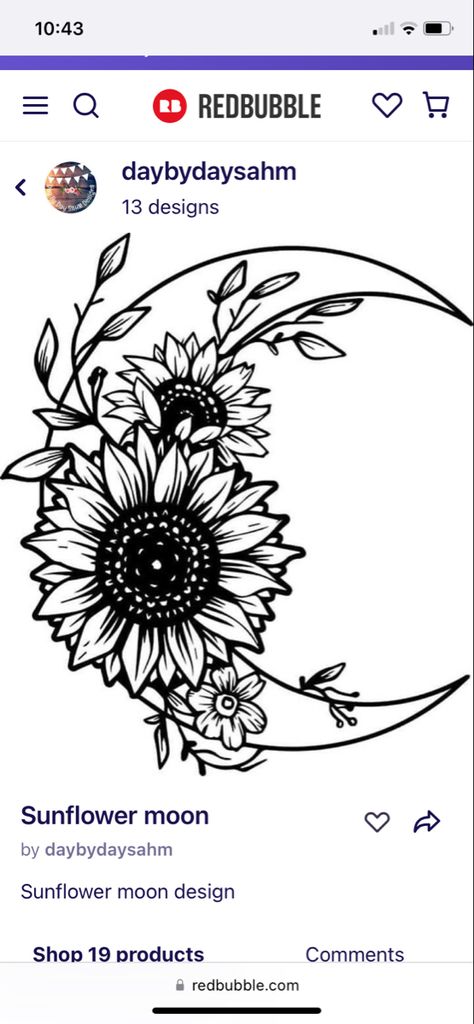 Owl And Crescent Moon Tattoo, Crescent Moon Sunflower Tattoo, Sunflower With Moon Tattoo, Witchy Sunflower Tattoo, Moon With Sunflowers Tattoo, Sunflower Tattoo Ideas Female, Moon And Sunflower Tattoo, Sunflower Moon Tattoo, Sunflower And Moon Tattoo