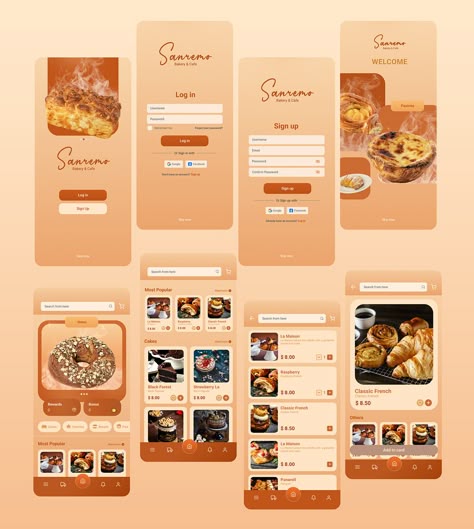 Food App Wireframe, Mobile App Interface Design, Figma App Design Ideas, Food App Ui Design, Modern App Design, Figma Design Ideas, Best App Design, Food App Design, App Template Design