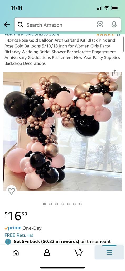 Rose Gold And Black Balloon Arch, Rose Gold Pink And Black Party Decorations, Black And Rose Gold 30th Birthday Party, Rose Gold Blush And Black Party, Pink Black And Gold Sweet 16 Party Ideas, Black Rosegold Decoration Birthday, Black And Pink Balloon Garland, Pink And Black Bridal Shower Ideas, Rose Gold Black And White Party Decor