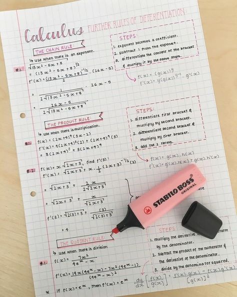 Calculus Notes, School Study Ideas, Neat Handwriting, Study Tips For Students, College Notes, Study Flashcards, Math Notes, School Organization Notes, Math Work