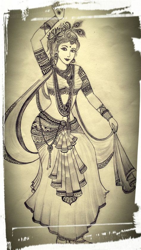 Pen Art Work, Dancing Drawings, Boho Art Drawings, Kalamkari Painting, Nature Art Drawings, Pencil Sketch Images, Indian Art Gallery, Cool Pencil Drawings, Goddess Artwork