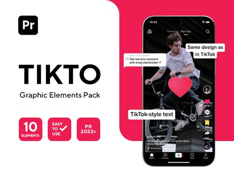 TIKTO - TIKTOK GRAPHICS PACK FOR PREMIERE PRO Tiktok Poster Design, Tiktok Ads Design, Tiktok Graphic Design, Tiktok Poster, Content For Tiktok, January Goals, Like Animation, 2025 January, Tiktok Design