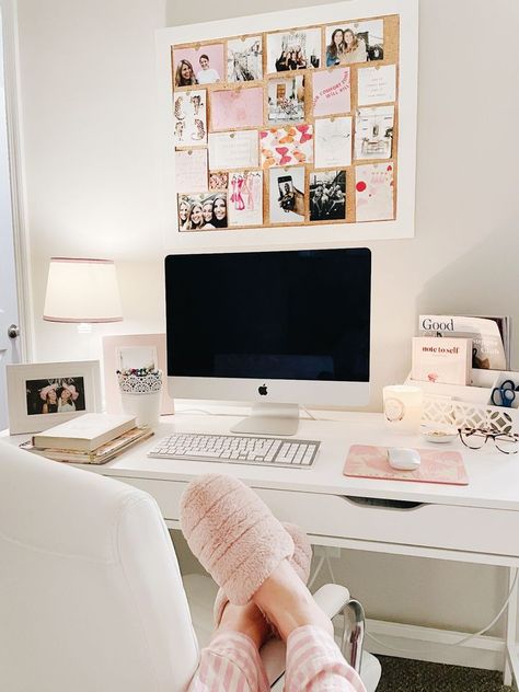 Writer's Office, Spa Vibes, Girly Office, Work Cubicle, Pretty Office, Study Desk Decor, Start A Business From Home, Work Office Decor, Pink Office