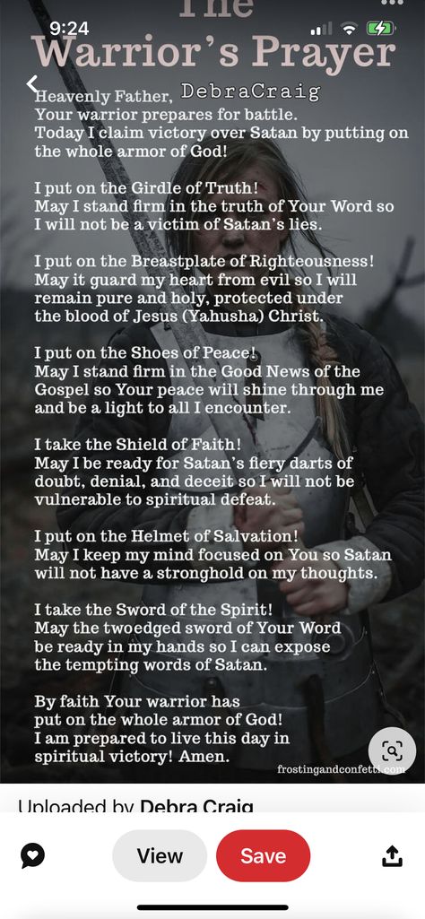 Armour Of God Prayer, Full Armour Of God, Today's Prayers, Prayer Binder Ideas, Armour Of God, Binder Ideas, Prayer For Today, Armor Of God, God Prayer