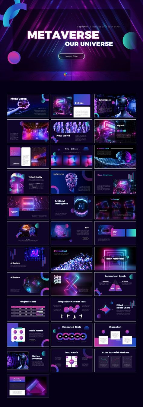 Metaverse Theme related PPT Templates. get your own editable pre-designed slides. #SlideMembers #Metaverse #VR #AR #AI #SF #Game #Avatar #Character #Network #Cyber #Player #Playing #Technology #Futuristic #Future #Experience #Internet #Portfolio #Multipurpose #Layout #PPT #TemplateDesign #freePowerpointTemplate #freepresentation #PowerpointTemplate #presentation #templates #freetemplate #slides #GoogleSlides #PowerPoint #PPTdeck #PowerPoint #Pitchdeck #freePPT #PPTdownload #Keynote Game Avatar Character, Ppt Design Templates, Metaverse Design, Webpage Design Layout, Universe Theme, Catalogue Design Templates, Technology Futuristic, Ux Design Process, Technology Theme