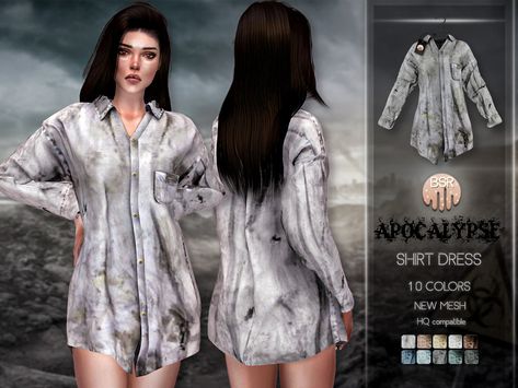 Sims Shirts, Sims Tops, Poor Clothes, Apocalypse Clothing, Sims 4 Clothing Sets, Zombie Clothes, Survival Clothing, Sims 4 Black Hair, Sims 4 Dresses