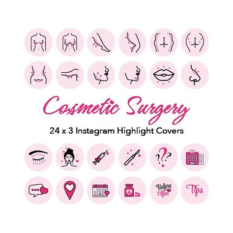 Cosmetic surgery instagram highlight icons - Plastic Surgery highlights cover - Botox & filler and cosmetic treatments instagram covers Botox Filler, Instagram Covers, Aesthetic Center, Aesthetic Doctor, Social Media Branding Design, Highlights Cover, Logo Face, Media Branding, Icons Instagram