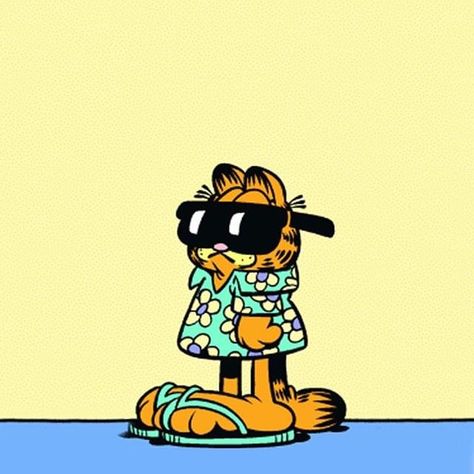 Summer Cartoon Pfp, Pfp Garfield, Summer Garfield, Garfield Poster, Garfield Pfp, Pfp Twitter, Pfp Character, Twitter Pfp, Garfield Wallpaper