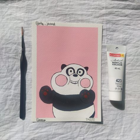 Painting We Bare Bears Painting, We Bare Bears Panda, Canvas Painting Designs, Cute Paintings, Book Art Diy, Painting Designs, Bare Bears, We Bare Bears, Bear Art