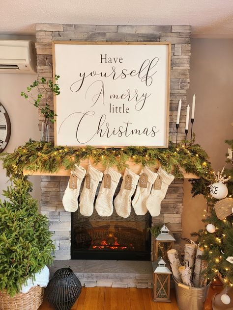 Christmas Sign Above Fireplace, Christmas Mantel Signs, Fireplace Diy, Christmas Mantel Decor, Fall Mesh Wreaths, Mantel Ideas, Faux Fireplace Diy, Christmas Mantle Decor, Christmas Fireplace Decor