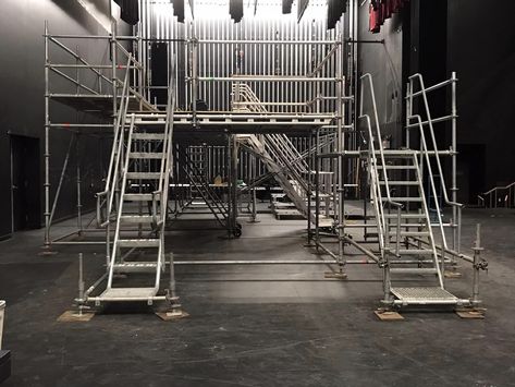 Circus Stage Design, Scaffolding Set Design Theatre, Black And White Circus Tent, Old Theatre Stage, Vintage Circus Theme The Prop Factory, Absurd Theatre Stage Design, Set Design, High School Musical, Stage Design