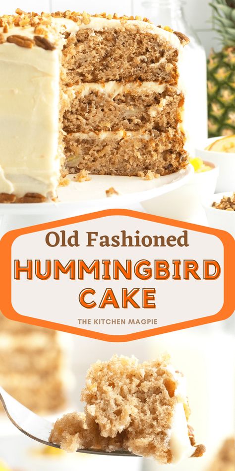 Hummingbird Cake - The Kitchen Magpie Jamaican Desserts, Hummingbird Cake Recipes, Hummingbird Cake, Bunny Treats, Moist Cake, Bird Cakes, Homemade Cake Recipes, Cream Cheese Icing, Different Cakes