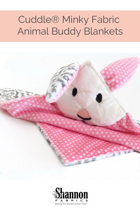 With Easter just around the corner, Buddy Blankets by @sew4home are excellent additions to Easter baskets. Whether you sew a kitty or a bunny, these blankets provide both comfort and companionship to your little loved ones. #Shannonfabrics #cuddle #sewingtips #sewingtutorial #sewing #sew #fabric #spring #blanket #blankets #crafts #DIY #stuffedanimal #easter #bunny #kitty #easterbunny #easterbasket #eastercrafts #easterblanket Bunny Blanket Buddy, Lovey Sewing Pattern, Spring Blanket, How To Sew Baby Blanket, Bunny Lovey, Bunny Blanket, Bunny Quilt, Lovey Pattern, Kitty Baby