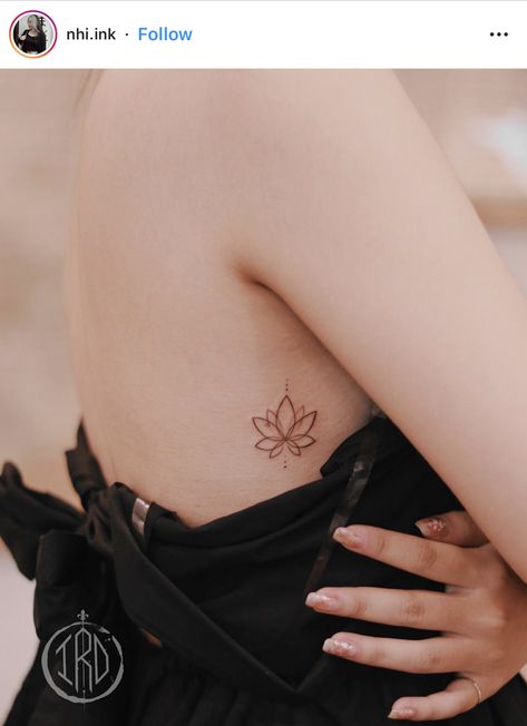 Unalome Tattoo Side Rib, Lotus Tattoo Ribcage, Lotus Tattoo Side Rib, Womens Lotus Tattoo, Rib Lotus Tattoo, Lotus Flower Tattoo Ribcage, Lotus Tattoo Ribs, Lotus Flower Rib Tattoo, Easily Hidden Tattoos Placement